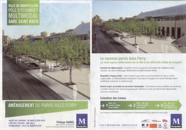 Nouveau parvis de la gare Saint-Roch de Montpellier : le résultat final en images de synthèse. Document : ville de Montpellier
